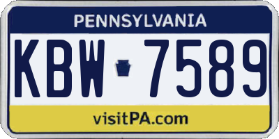 PA license plate KBW7589
