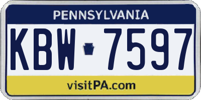 PA license plate KBW7597