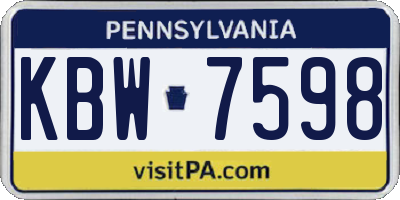 PA license plate KBW7598