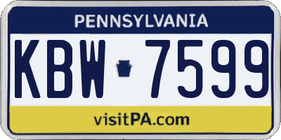 PA license plate KBW7599