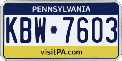 PA license plate KBW7603