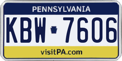 PA license plate KBW7606