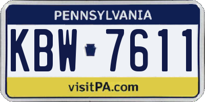 PA license plate KBW7611
