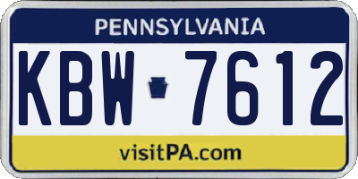 PA license plate KBW7612