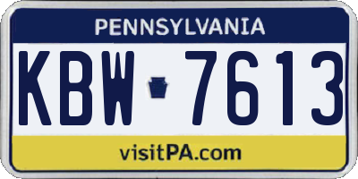 PA license plate KBW7613