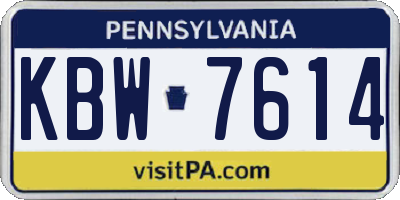 PA license plate KBW7614
