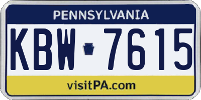 PA license plate KBW7615