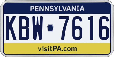 PA license plate KBW7616