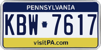 PA license plate KBW7617