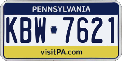 PA license plate KBW7621