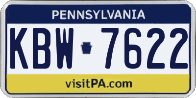 PA license plate KBW7622