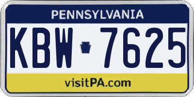 PA license plate KBW7625