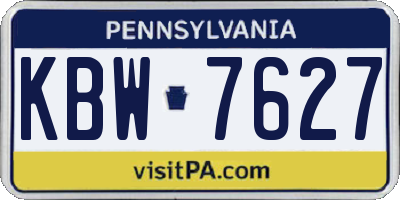 PA license plate KBW7627