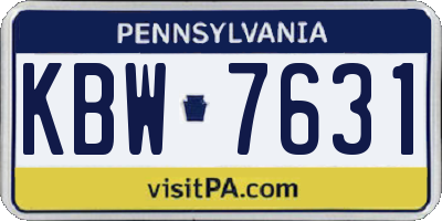 PA license plate KBW7631
