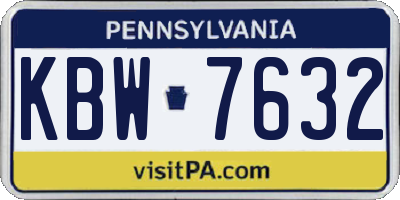 PA license plate KBW7632