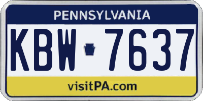 PA license plate KBW7637