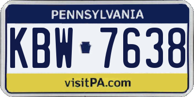 PA license plate KBW7638