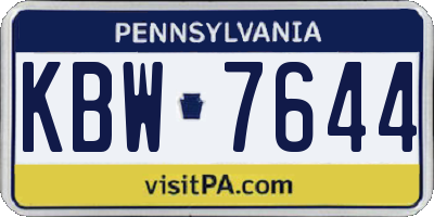 PA license plate KBW7644
