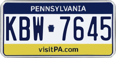 PA license plate KBW7645