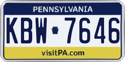 PA license plate KBW7646