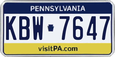PA license plate KBW7647