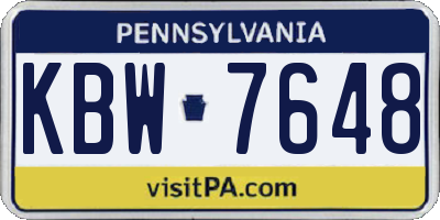 PA license plate KBW7648