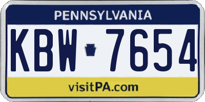 PA license plate KBW7654