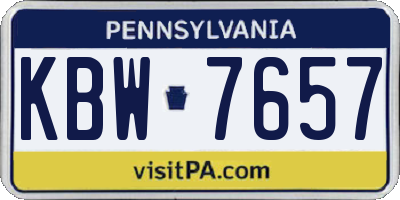 PA license plate KBW7657