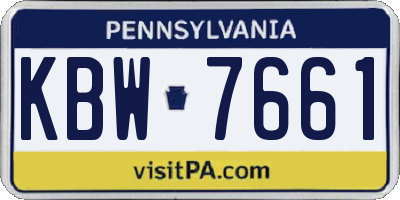 PA license plate KBW7661