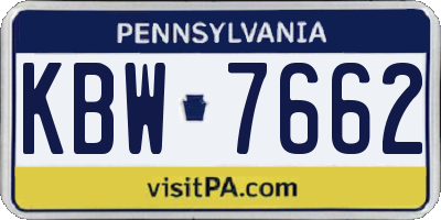 PA license plate KBW7662