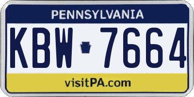 PA license plate KBW7664