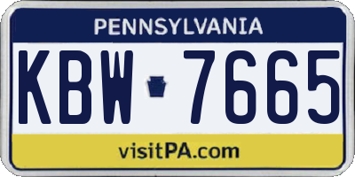 PA license plate KBW7665