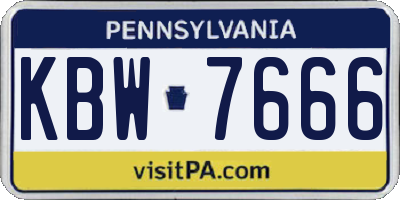 PA license plate KBW7666