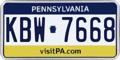 PA license plate KBW7668