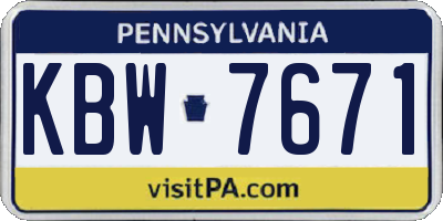 PA license plate KBW7671