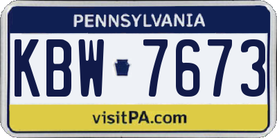 PA license plate KBW7673