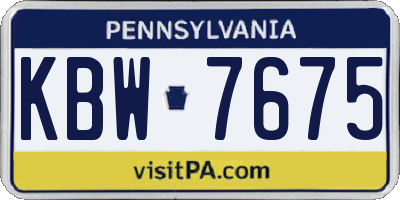 PA license plate KBW7675