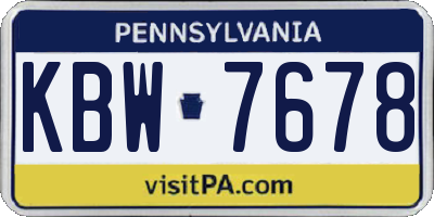 PA license plate KBW7678