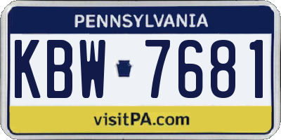 PA license plate KBW7681
