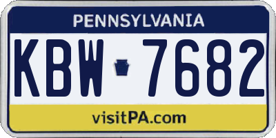 PA license plate KBW7682