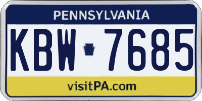 PA license plate KBW7685