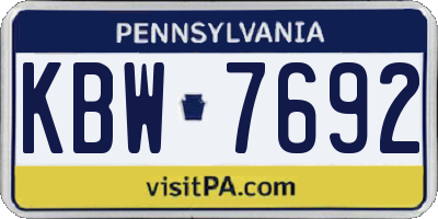 PA license plate KBW7692