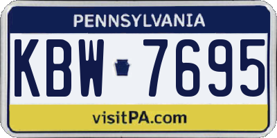 PA license plate KBW7695