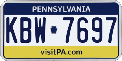 PA license plate KBW7697