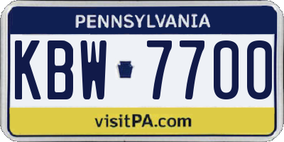 PA license plate KBW7700