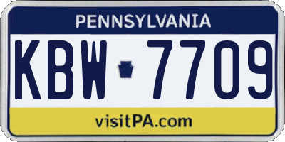 PA license plate KBW7709