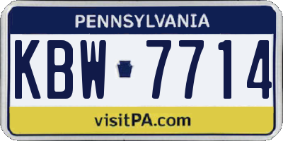 PA license plate KBW7714