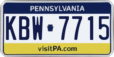 PA license plate KBW7715