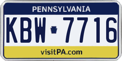 PA license plate KBW7716