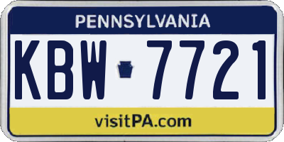 PA license plate KBW7721